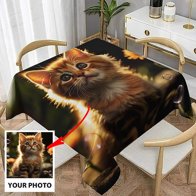  مفرش طاولة مربع مخصص تصميم صور مخصصة غطاء طاولة طعام شخصي