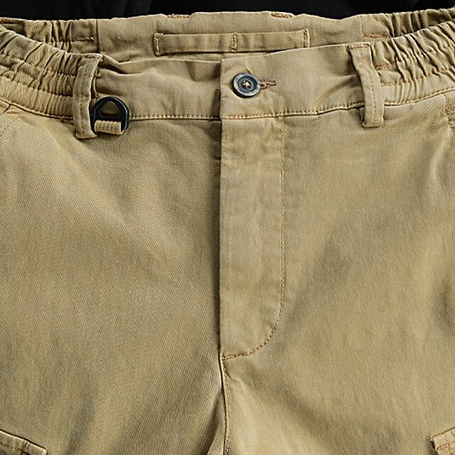 Men's Cargo Pants Cargo Trousers Buttons Elastic Waist Multi Pocket ...