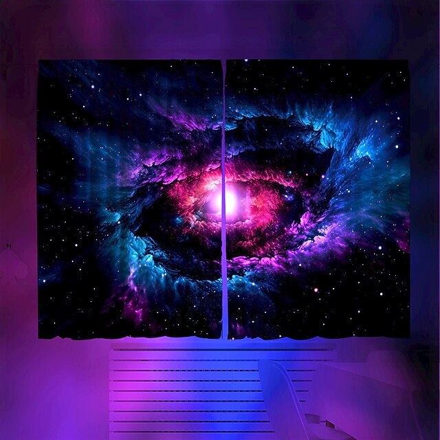 Blacklight Window Curtain UV Reactive Glow in the Dark Trippy Misty