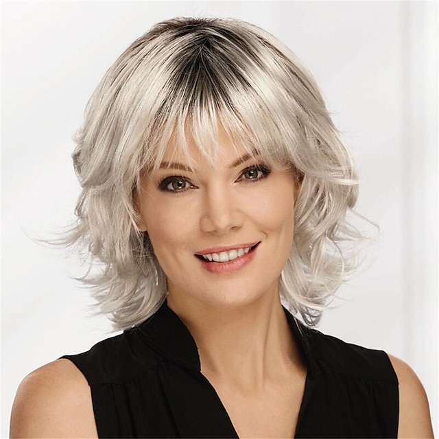  Synthetic Wig Curly With Bangs Machine Made Wig Short A1 Synthetic Hair Women's Soft Fashion Easy to Carry Blonde