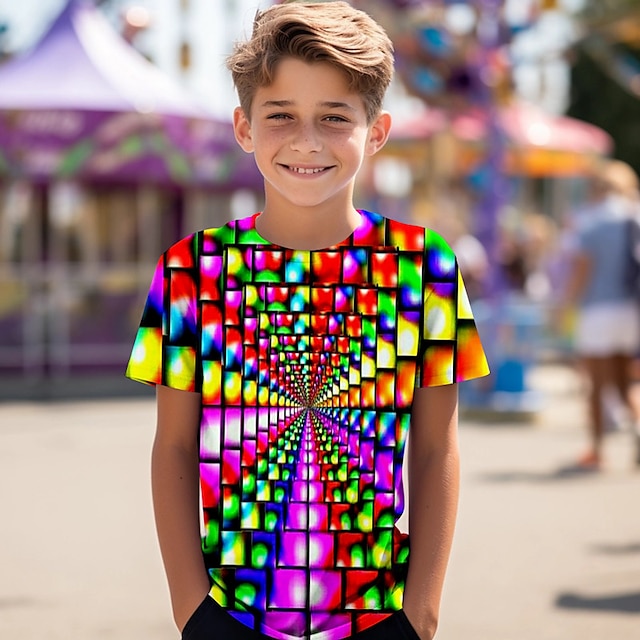  Carnaval Jongens 3D Grafisch T-shirt Overhemd Korte mouw 3D-afdrukken Zomer Actief Sport Modieus Polyester Kinderen 3-12 jaar Strakke ronde hals Buiten Casual Dagelijks Normale pasvorm