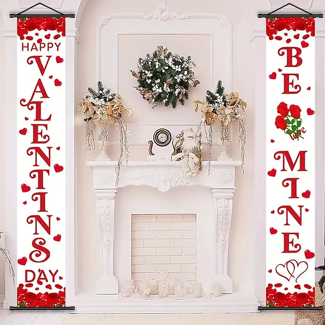  1 pc affiche de la saint-valentin be mine avec cintres cour mur art toile affiches art pour la maison salon décoration mur art décor