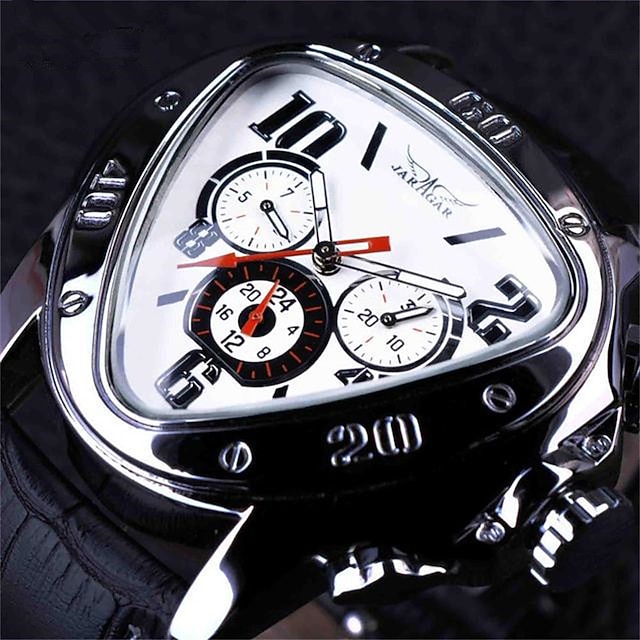  Orologio meccanico Jaragar da uomo lusso grande quadrante moda business automatico auto-ripristinante luminoso impermeabile in pelle