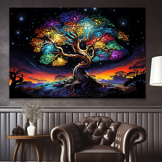  Toile d'art mural de personnes, imprimés et affiches d'arbre de vie colorés, peinture en tissu décoratif pour salon, images sans cadre