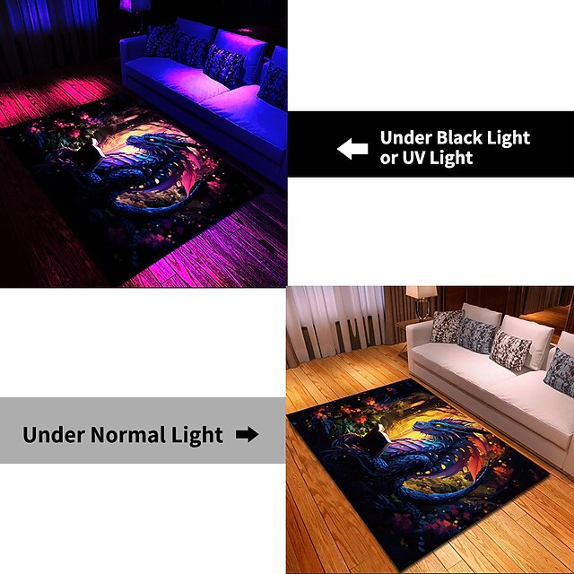 Blacklight Rug UV Reactive Glow in the Dark Area Rug Kitchen Mat Non ...