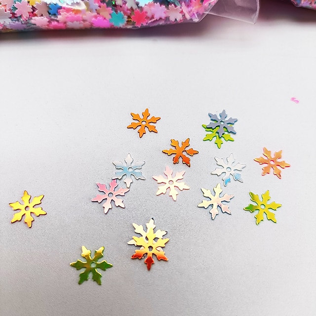  1kg Illusionary Mixed Color Shells Snowflakes Stars Bright Pink Fragments Children's Handmade Diy Jewelry Accessories Sequin Decorative Patches