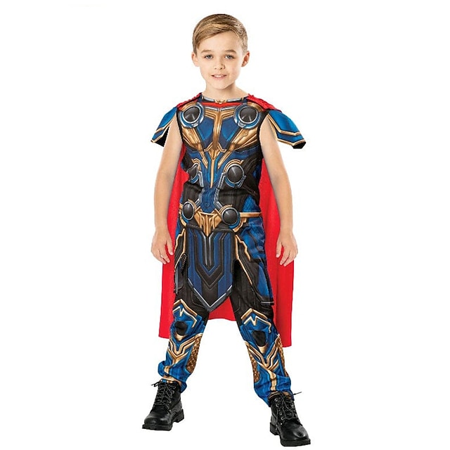  Thor: Kjærlighet og torden Thor Superhelt Zentai-drakter Cosplay kostyme Gutt Film-Cosplay Cosplay Blå&Rød Halloween Maskerade Topp Bukser