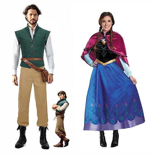  Paare Frozen Prinzessin Anna Prinz Hans Kostüm Märchen Cosplay Kostüm Outfits Herren Damen Film Cosplay Party Cosplay Halloween Karneval Maskerade