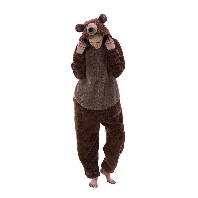  Dla dorosłych Piżama Kigurumi Odzież nocna Piżama Onesie Niedźwiedź Zwierzę Kreskówki Piżama Onesie zabawny kostium Flanela Cosplay Dla Mężczyźni i kobiety Karnawał Animal Piżamy Rysunek