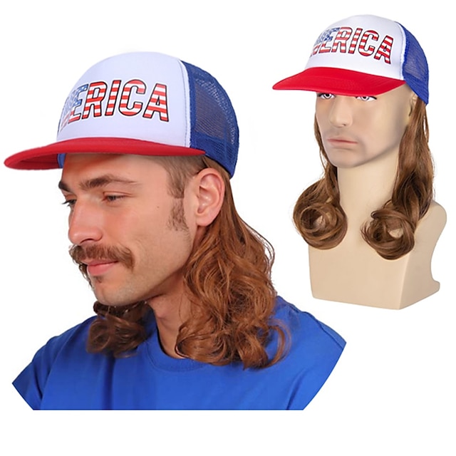  Unisex-Hut mit lockerem lockigem Haar, verstellbares befestigtes Haar, lange Kappe, Baseball-Frisur, Haarperücke, Hiphop, für Damen, Mädchen und Herren, Jungen, Vokuhila-Perücke