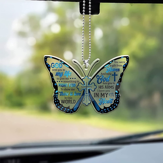  Love Angel Winged Bird Car Pendant, Universal Rearview Mirror Pendant, 2D Acrylic Hanging Pendant, Suitable for Motorcycle Keychain Decoration, Valentine's Day Gift