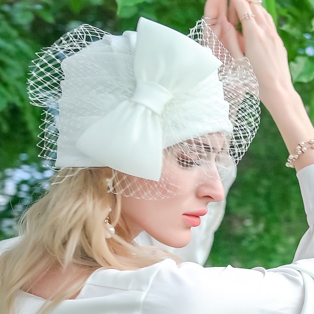  Chapeaux en fibre de soie glacée, seau, chapeau souple, pour mariage, fête de thé, élégant, simple, romantique, avec nœud papillon, couvre-chef en tulle