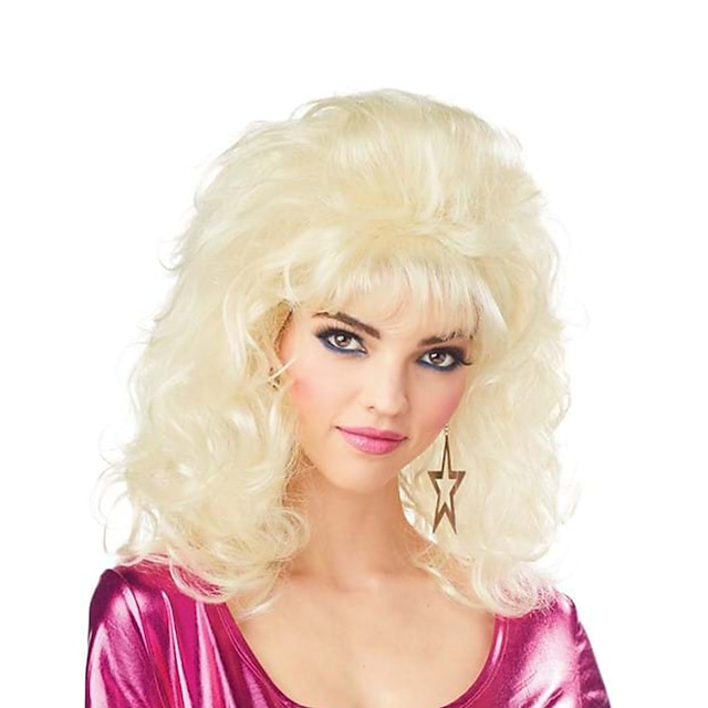 Jaren '80 grote blonde pruik voor dames carnavalspruiken