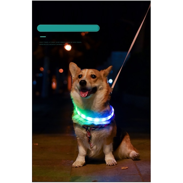  Rodents Dog Rabbits Reflective Band Light Up Collar Anti Lost Tracker Collar Reflective Adjustable Portable Trainer LED Lights Adjustable Flexible Durable Rechargeable Safety Life Reflective Strip