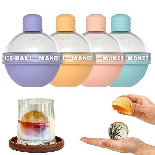  1pcs, Ice Ball Maker, Whiskey Ice Ball Mold, Silicone Ice Cube Mold, Sphere Ice Mold, Silicone Ice Cube Tray, Whiskey Ice Mold Ball, Round Sphere Ice Mold For Whiskey And Cocktails, Kitchen Tools