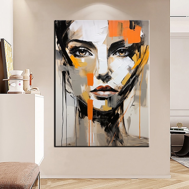  100% Large Hand Painted Wall Art Figure Abstract Textured Painting Woman Painting Orange Texture Painting Woman Abstract Painting Textured Wall Art Home Decoration Decor ready to hang or canvas