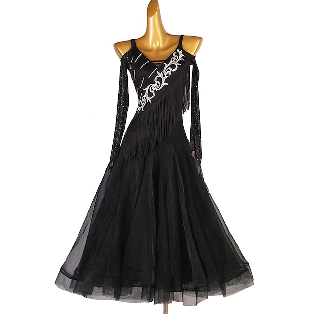  Επίσημος Χορός Φόρεμα Φούντα Κρύσταλλοι / Στρας Γυναικεία Επίδοση Εκπαίδευση Μακρυμάνικο Ψηλό Τσίνλον Οργάντζα Τούλι