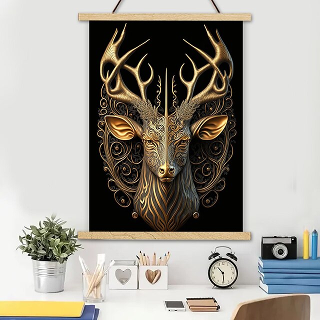  Black Glod Animal Posters With Hanger Wall Art Canvas Prints Painting Home Decoration Dcor Rolled Canvas No Frame