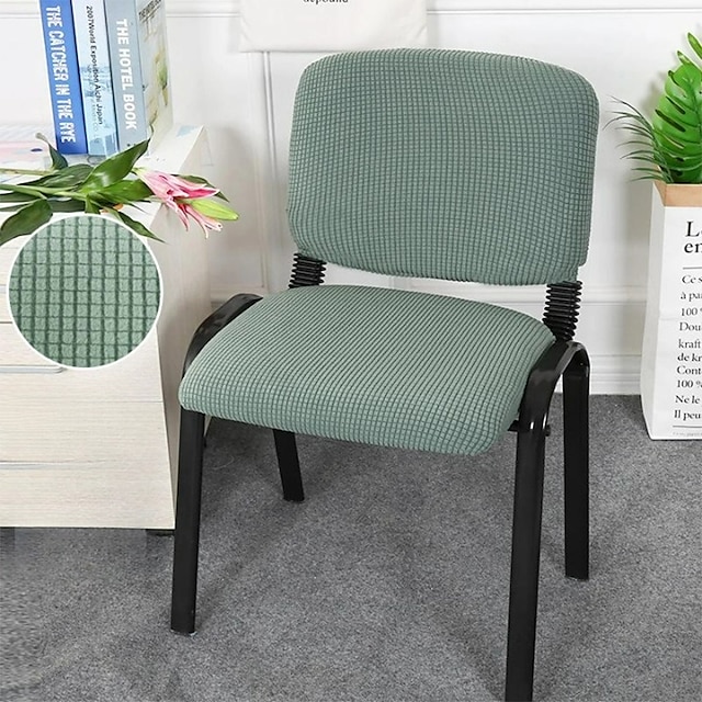 strækstolebetræk sort elastisk sædebetræk med ryglænsbetræk til gæstemodtagelseslænestol eller roterende computerkontor