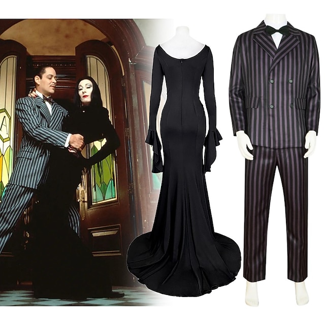  Wednesday Addams Addams family Morticia Addams Gomez Addams Cosplay Costume Outfits Cosplay Movie Cosplay for Men's Women's Adults Carnival Masquerade