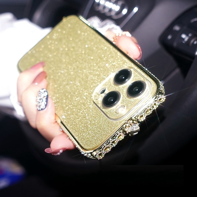  téléphone Coque Pour iPhone 15 14 Pro Max Plus 13 12 11 Pro Max Coque Arrière Protecteur d'objectif Bling Pailleté Brillant Antichoc Acrylique