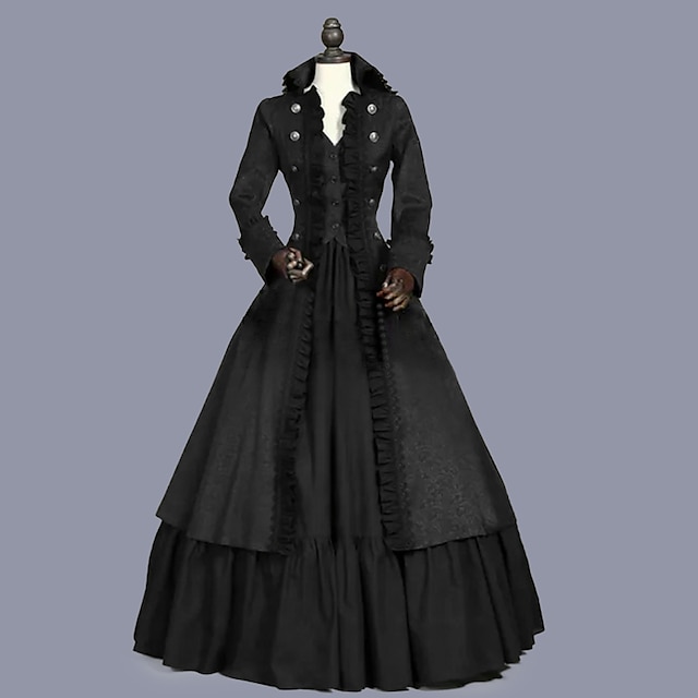  Retro Vintage Viktorianisch Edwardian Kleid Rock Jacke Abendkleid Prinzessin Brautkleidung Damen Maskerade Theater Dickens-Events Kleid