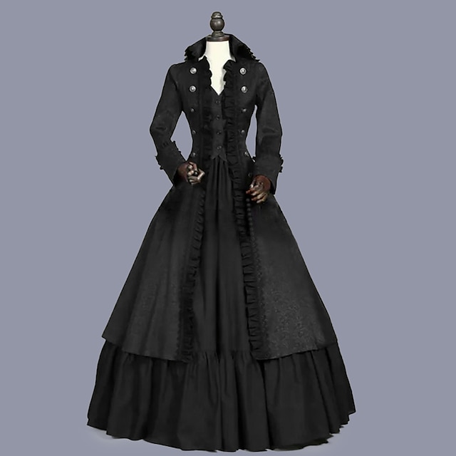  Retrò Vintage Vittoriano Edwardian Vestito Gonna Giacca Principessa Sposa Per donna Mascherata Teatro Eventi di Dickens Carnevale di Venezia Adulti Vestito
