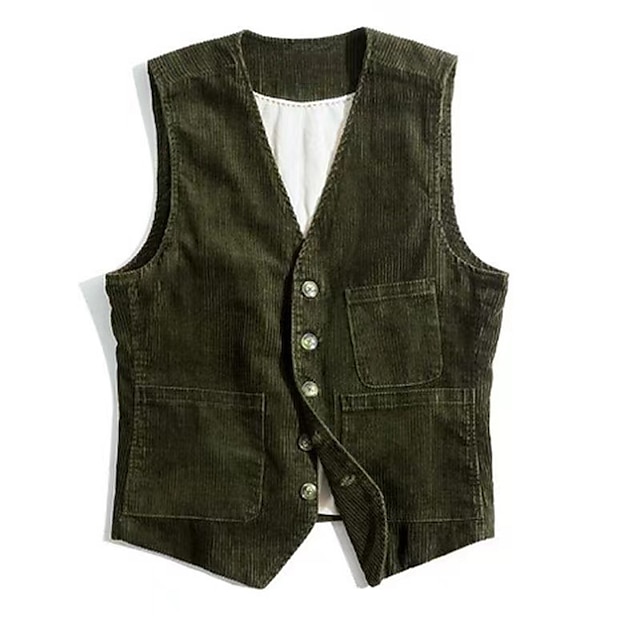 Men's Vest Daily Wear Vacation Going out Retro Vintage Spring & Fall ...