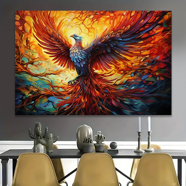  Animals Wall Art Canvas Flaming Phoenix Prints and Posters Pictures Decorative Fabric Painting For Living Room Pictures No Frame