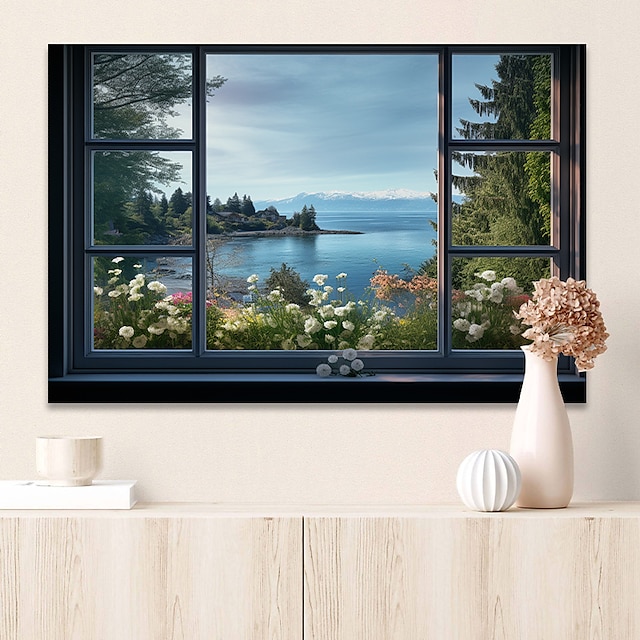  tájkép fal művészet vászon hamis ablak tavasz díszlet nyomatok és poszterek képek dekoratív szövetfestés nappaliba képek keret nélkül