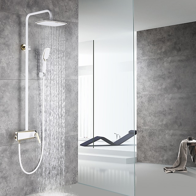  מערכת למקלחת הגדר - שפורפרת יד כלולה מקלחת ריסוס רב מפל מים עכשווי מגולוון מעמד חוץ שסתום קרמי Bath Shower Mixer Taps