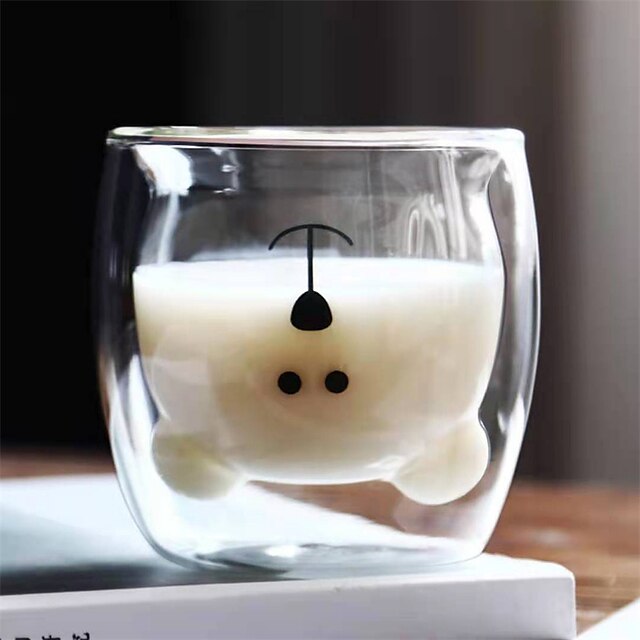  tazze creative tazza di vetro borosilicato a doppio strato di cartone animato tazza di anatra tazza di orso tazza di latte tazza di acqua per uso domestico giorno divertente san valentino