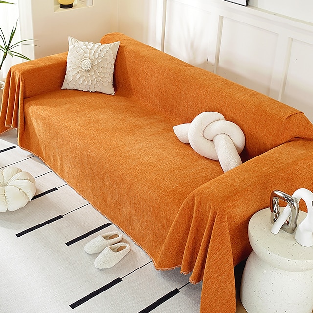  Capa de sofá chenille pano cor sólida moderno minimalista anti risco de gato pacote completo capa de sofá para todas as estações capa de sofá universal