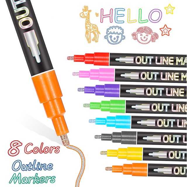  fantasy dobbel linje disposisjon penn 12 farger sett diy håndbok farget festival metall dobbel farge highlighter penn