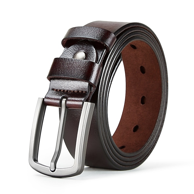  La ceinture en cuir pour hommes est à la mode, ceinture d'affaires classique, ceinture à boucle en cuir de vache, adaptée aux pantalons, aux jeans, au travail et aux cadeaux pour les pères et les