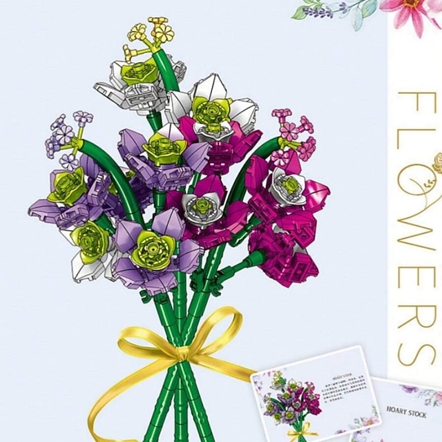  δώρα για την ημέρα της γυναίκας δομικό στοιχείο λουλούδι ql2336-ql2360 σειρά λουλουδιών λουλουδιών ροζ μικρού μεγέθους σωματιδίων diy συναρμολόγηση παιχνίδι διακοσμητικό λουλούδι δώρα για τη μητέρα