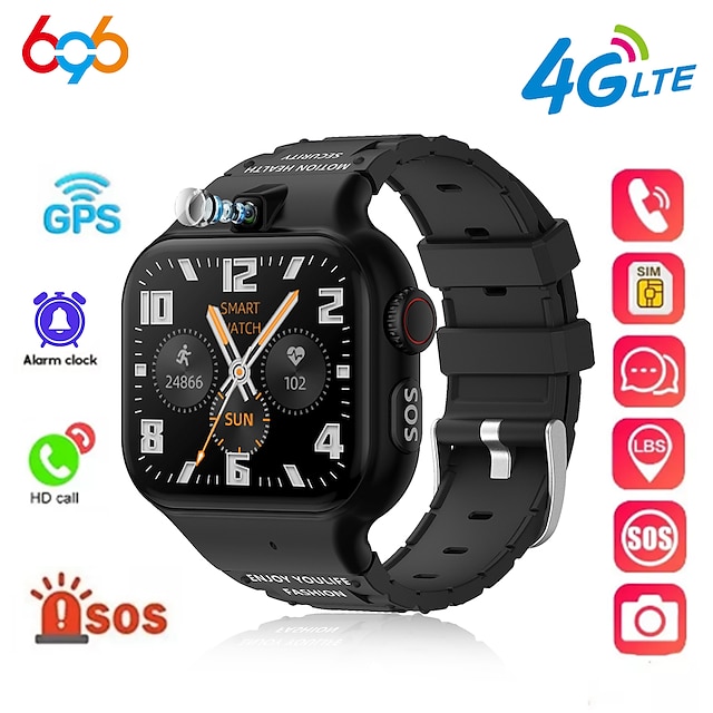  696 T8 Smartwatch 1.89 Zoll Kinder-Smartwatch-Telefon Bluetooth Schrittzähler Anruferinnerung Schlaf-Tracker Kompatibel mit Android iOS Kinder GPS Freisprechanlage Kamera IP 67 46mm Uhrengehäuse