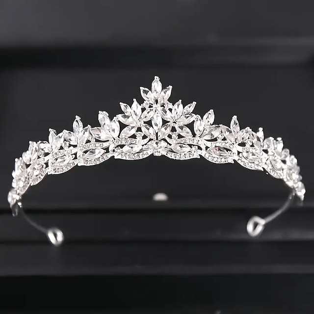  Crown Tiaras pannband Huvudbonad Bergkristall Legering Bröllop Födelsedag Elegant Lyx Med Strass Ren Färg Hårbonad Huvudbonader