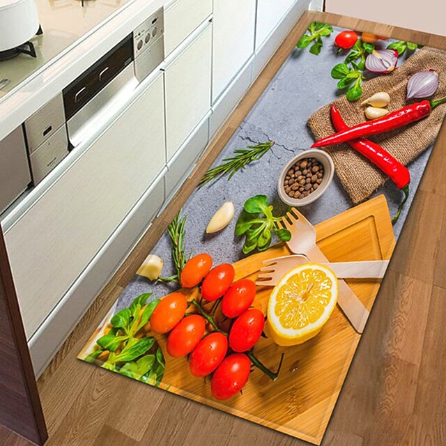 Vegetables Area Rug Kitchen Mat Non-Slip Oil Proof Floor Mat Livingroom ...