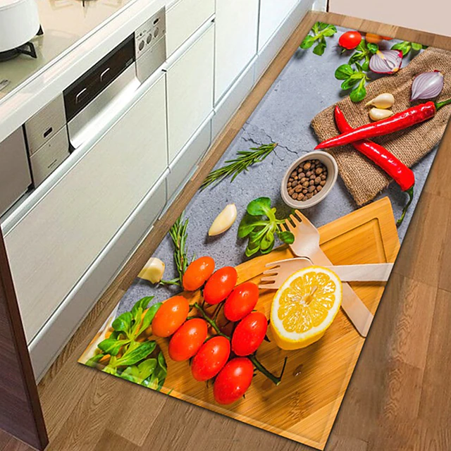 Vegetables Area Rug Kitchen Mat Non-Slip Oil Proof Floor Mat Livingroom ...
