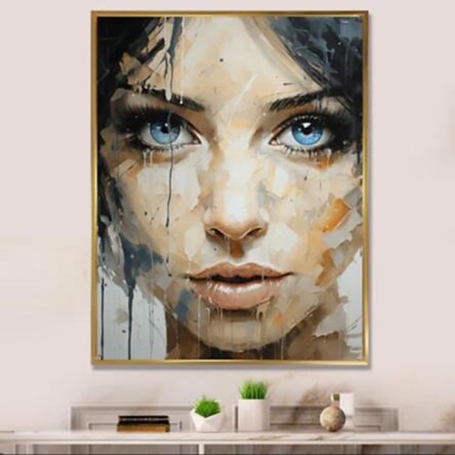  ručně malovaný obličej abstraktní umění žena olejomalba žena nástěnné umění velké pastelové barvy malba umělecká díla modrá malba nástěnné umění domácí dekorace připravené k zavěšení nebo plátno