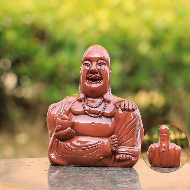  der Buddha-Flip | unerwartete Rückseite, Buddha-Ornament, lachende Buddha-Statue mit Mittelfinger, glückliche Buddha-Statue als Heimdekoration, einzigartiges Geschenk für Freunde