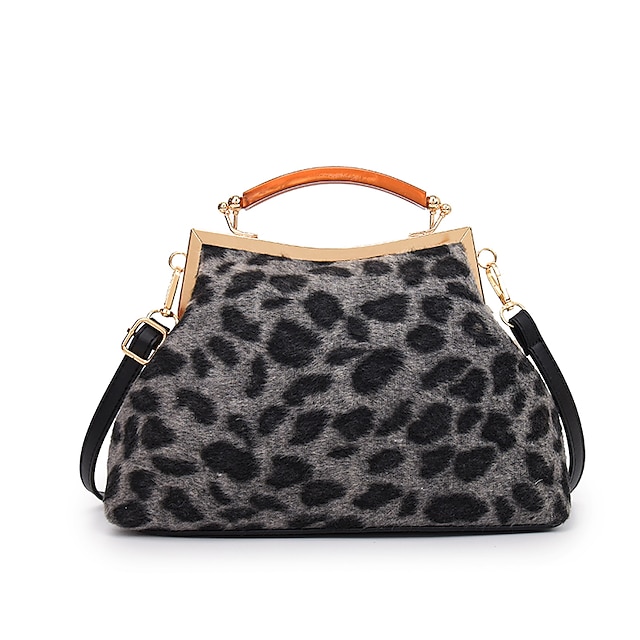  handväska för kvinnor clutchväskor syntetiska för kvällens bröllopsfest med stor kapacitet leopard geometriskt djur mönstrat svart/vit svart brun