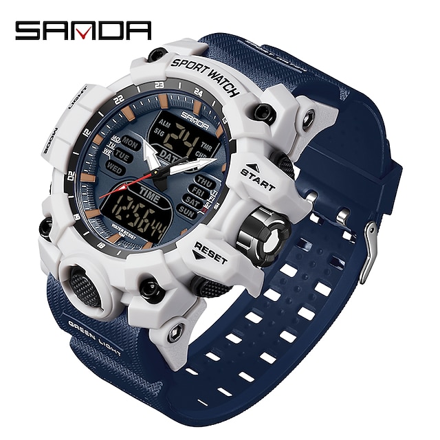  SANDA Muži Digitální hodinky Venkovní Sportovní Módní Obchodní Svítící Budík Kalendář Chronograf Silikon Hodinky