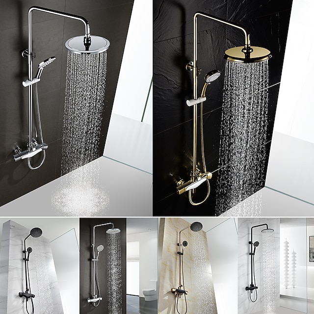  Sistem de Duș A stabilit - Duș De Mână Inclus Dus multi spray Contemporan Galvanizat Montare externă Valvă Ceramică Bath Shower Mixer Taps