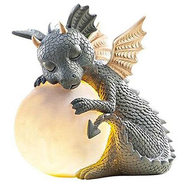  sculptură de dinozaur, statuie cu dragon de grădină, colecționare, statuie drăguță cu dragon meditat, ornament din rășină, decor în curte în aer liber pentru iubitorii de dragoni, colecționari,