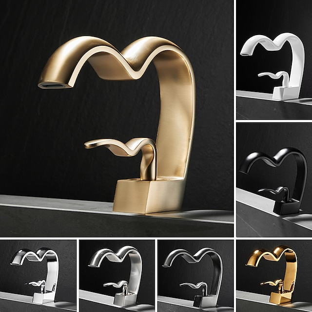  Bathroom Sink Faucet - Waterfall Electroplated Centerset Single Handle One HoleBath Taps