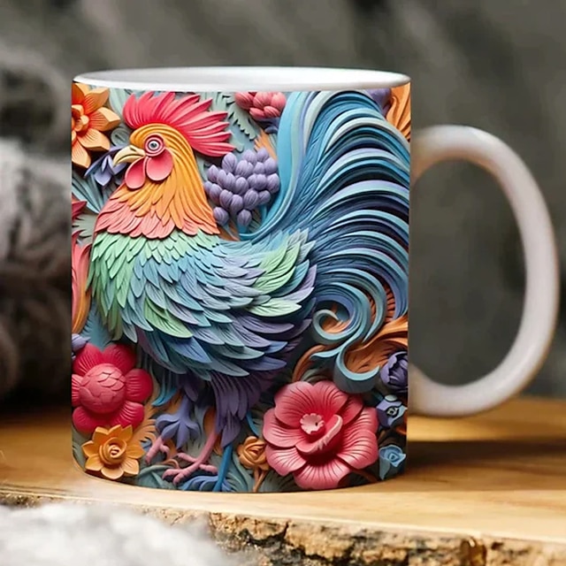  3d кружка с цветами курицы, дизайн кружки на 11 унций, 3d кружка с сублимацией фермы, обертка для кружки с курицей, кружка с цветком петуха