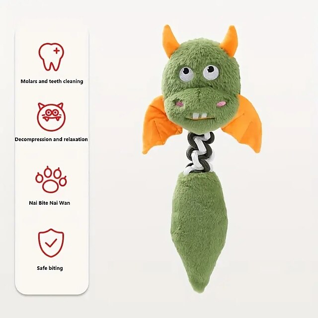  1pc Cute Devil Design Pet Grinding Teeth Squeaky Plush Toy Durable Chew Toy For Dog Interactive Supply