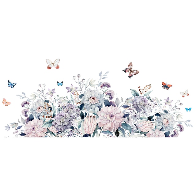  adesivo da parete fiori classici peonie farfalle carta da parati decorazione del soggiorno e della camera da letto